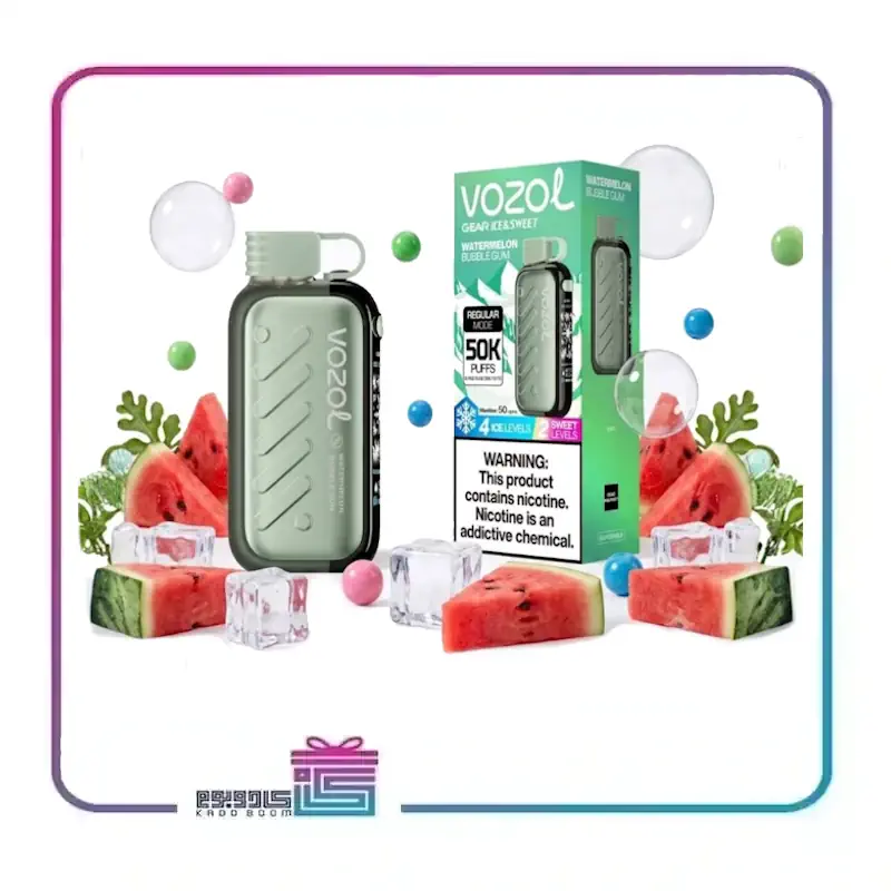 پاد یکبار مصرف وزول طعم هندوانه آدامس بادکنکی ۵۰ هزار پاف vozol-disposable-pod